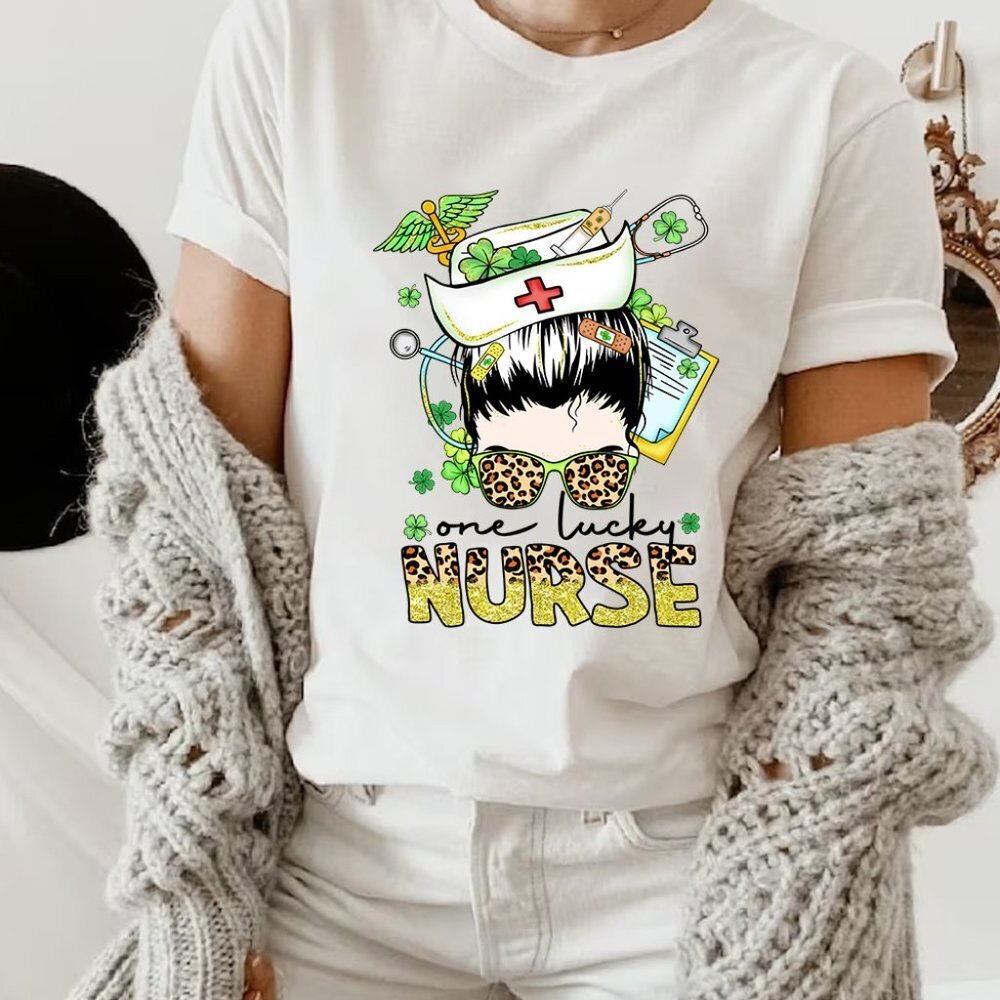 Happy St Patricks Day Unisex Shirt One Lucky Nurse Tshirt Clover Lucky Tee